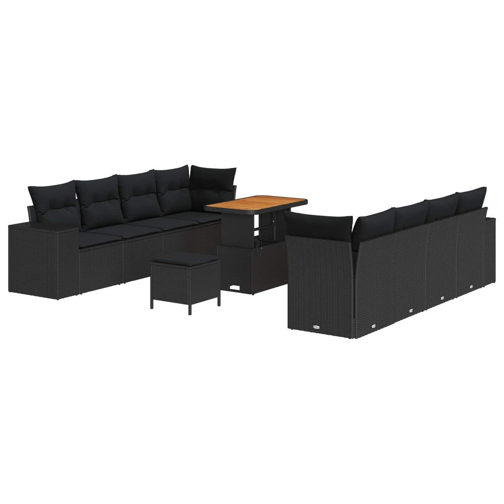 Ensemble de canapé de jardin noir polyrotin