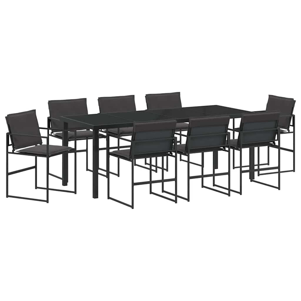 Ensemble de salle à manger pour jardin 9 pcs noir