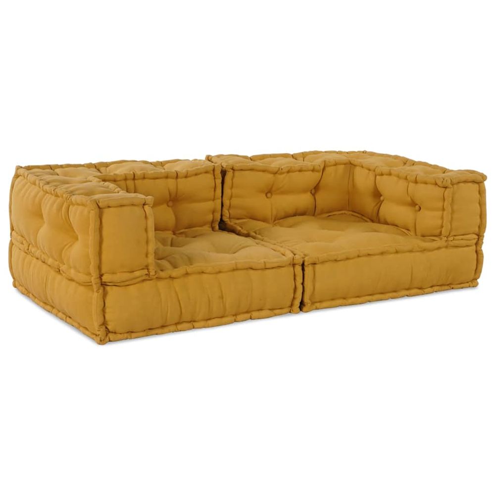 Canapé modulable 2 places jaune 140x70x36 cm en tissu