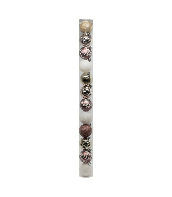 Déco de sapin lot de 12 boules de noël d 6 cm - rose et blanc