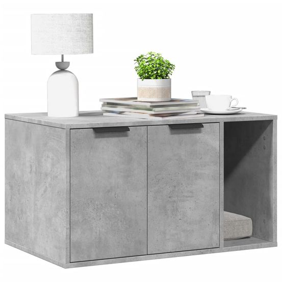 Grande maison de toilette chat bois multifonction gris béton 80cm