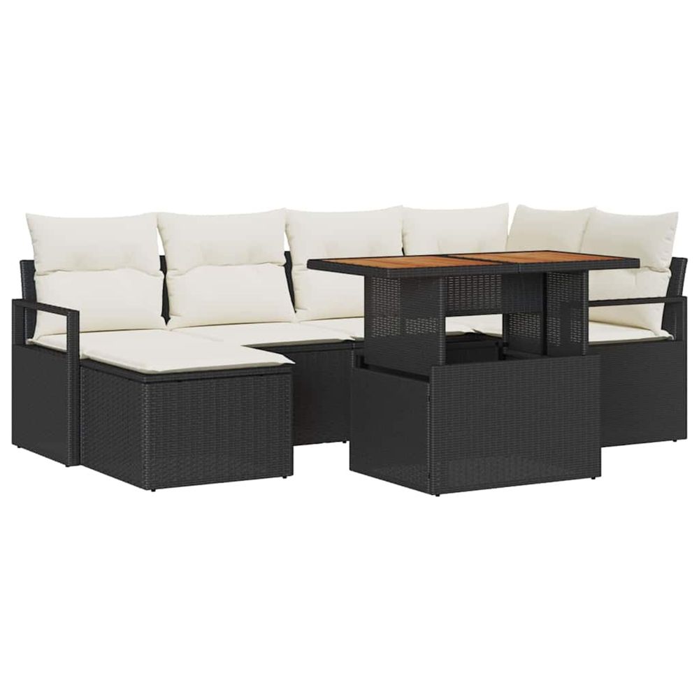 Ensemble de canapé de jardin 7 pc noir polyrotin