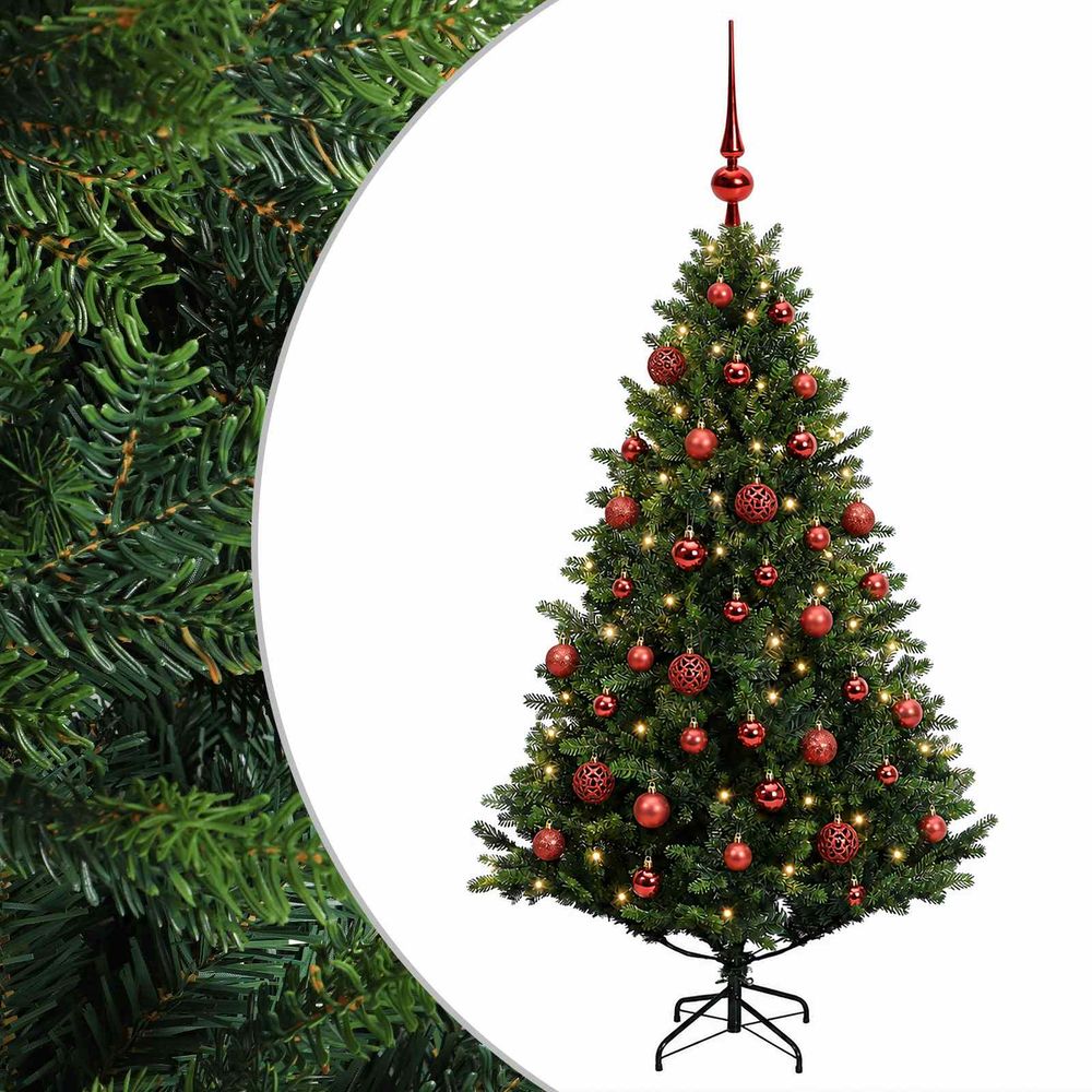 Arbre de noël artificiel avec boule 150 cm 150 led blanc chaud