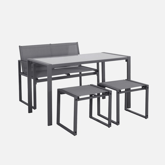 Table de jardin encastrable acier et textilène + 4 assises 125cm - tavena