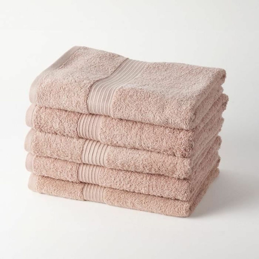 5 draps de bain 70 x 130 cm 100% coton coloris rose