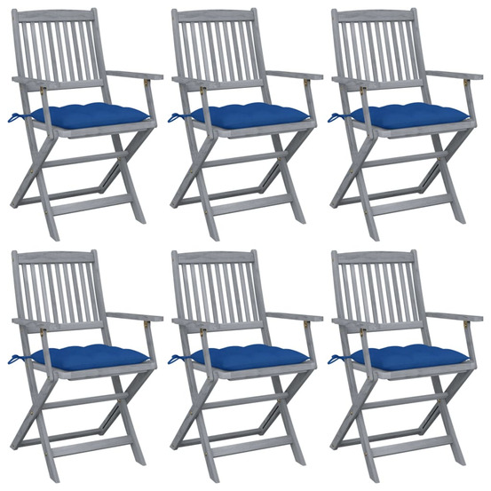 Chaises pliables d'extérieur lot de 6 et coussins bois d'acacia