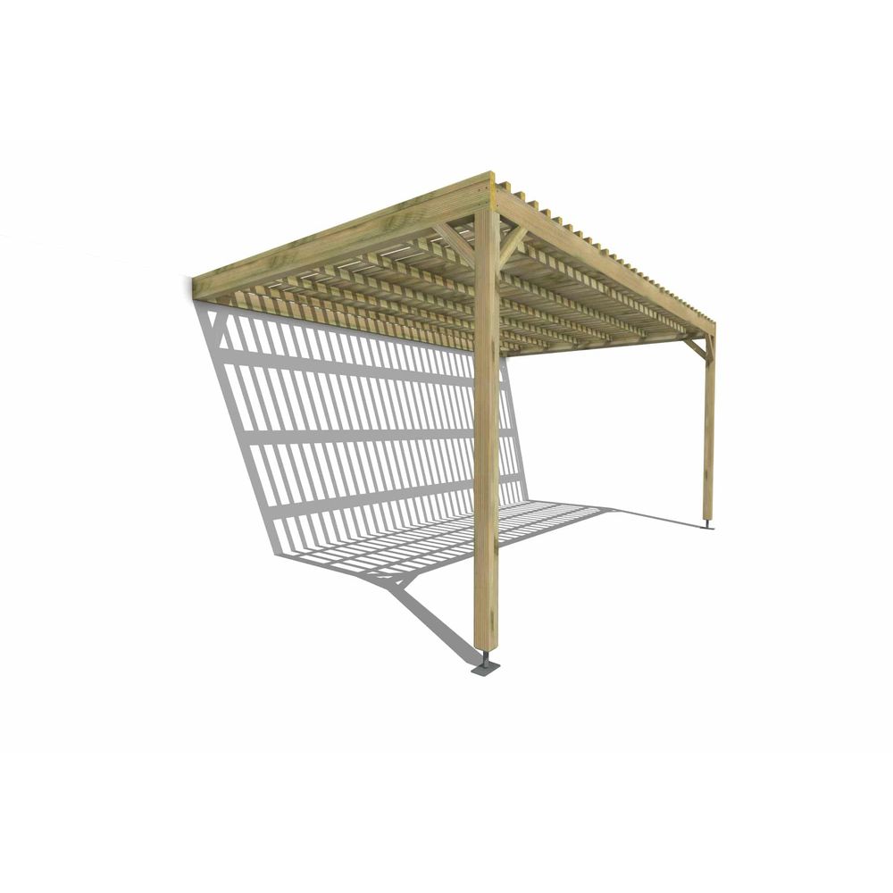 Pergola bois • 5m x 3m • adossée • sens largeur • lattage bois • livraison comprise