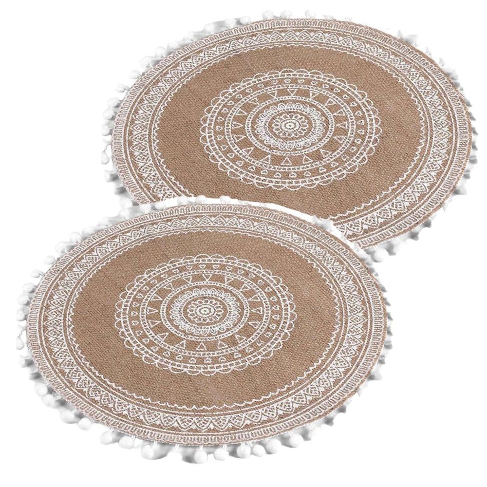 Lot de 2 sets de table en jute avec pompons azusa