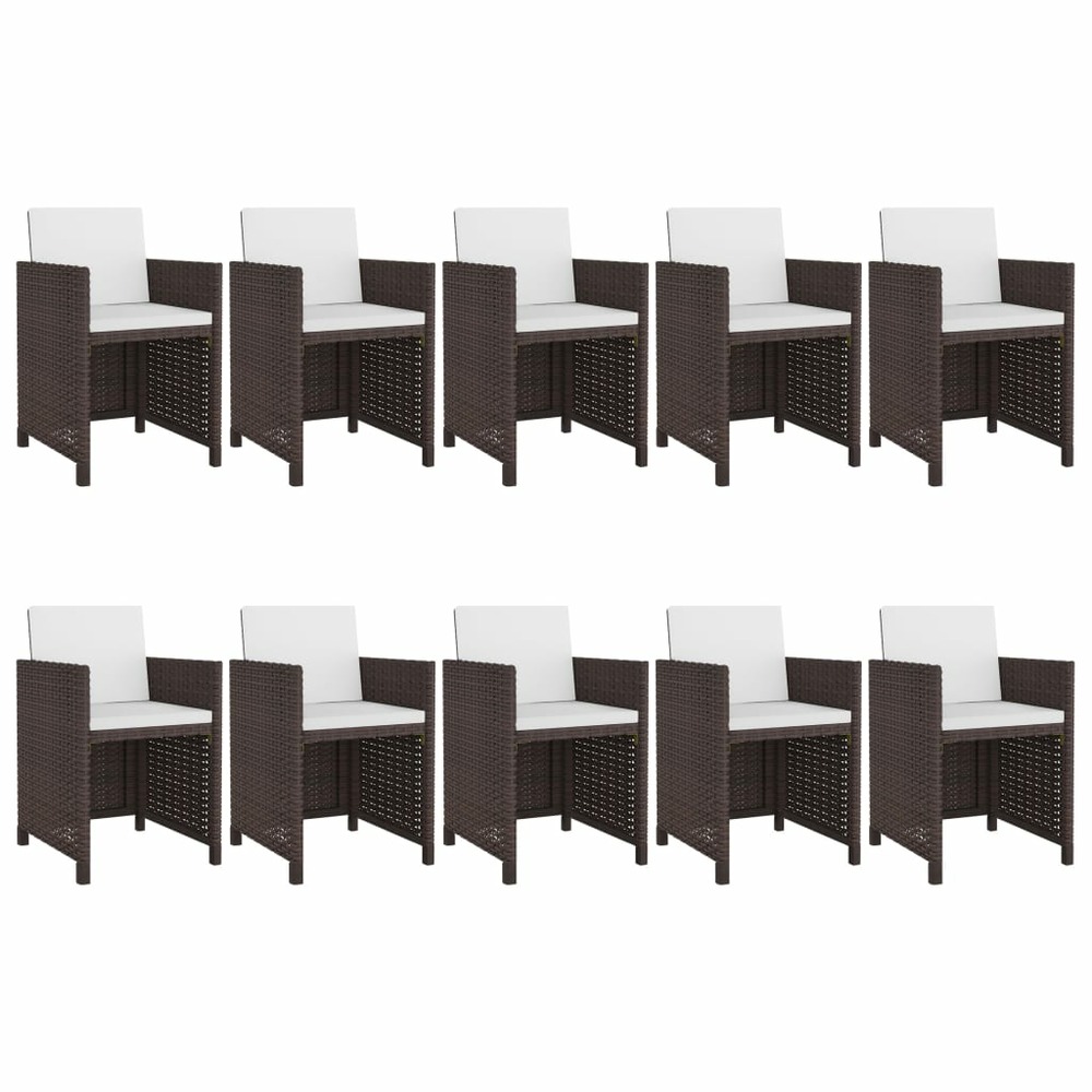 Ensemble à manger d'extérieur et coussins 11 pcs résine tressée