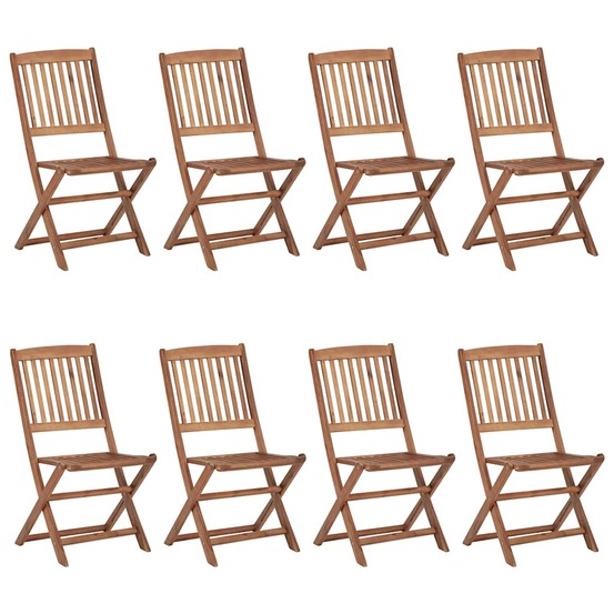 Chaises pliables de jardin lot de 8 avec coussins bois d'acacia
