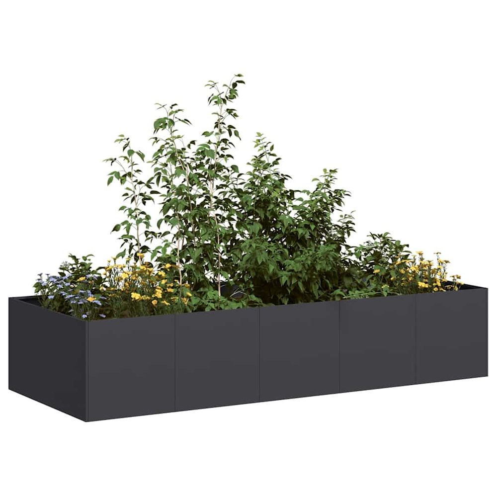 Potager surélevé acier rectangulaire pour jardin terrasse noir 200x80x40 cm
