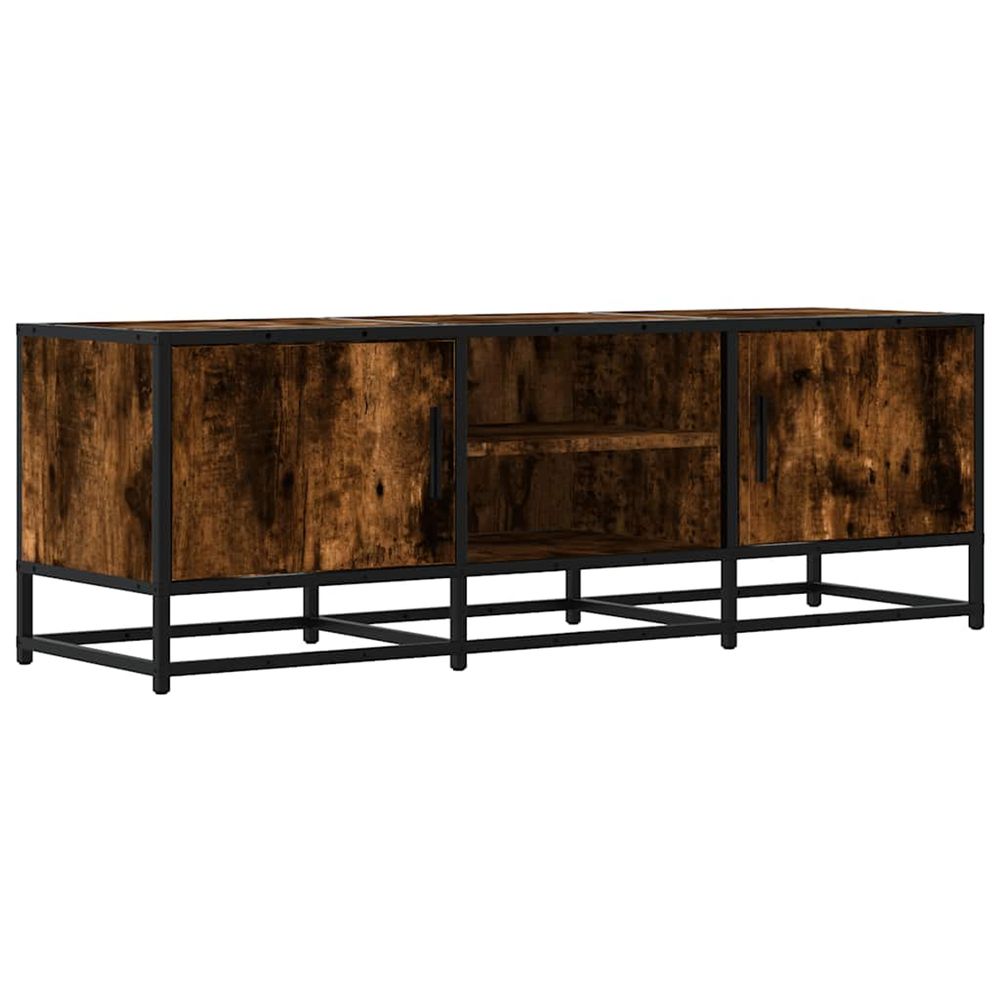 Meuble tv chêne fumé 120x35x41 cm bois d'ingénierie et métal