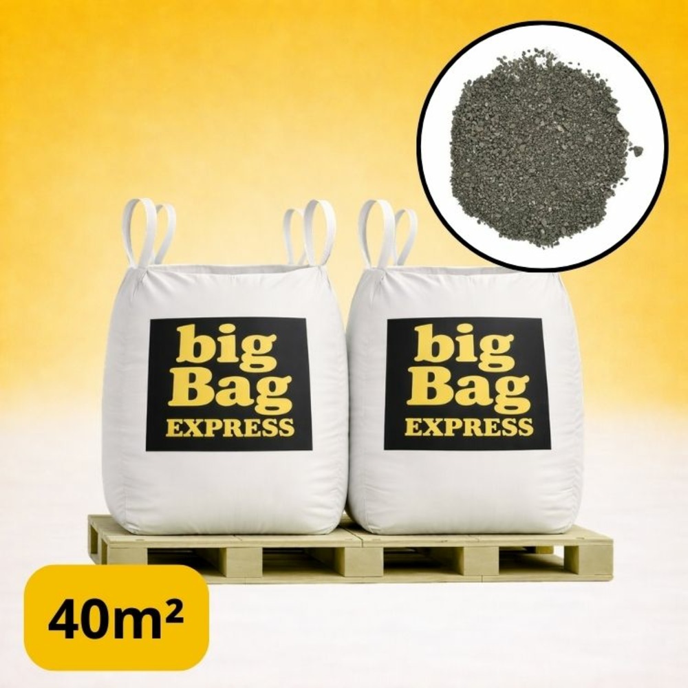 Pack 2 x big bag de +/- 1,5t ≃ 40m² sable lavé gris ø 0/4 mm - livraison premium