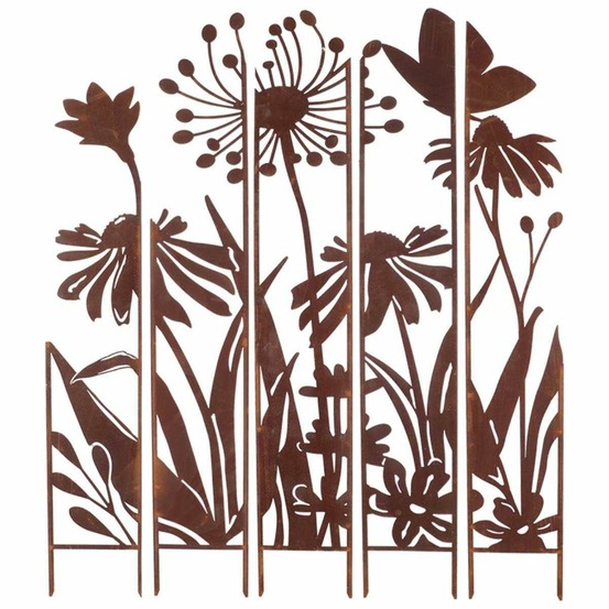 Treillis brise vue en 5 parties fleurs l : 137,5 x 1,5 x 170 cm