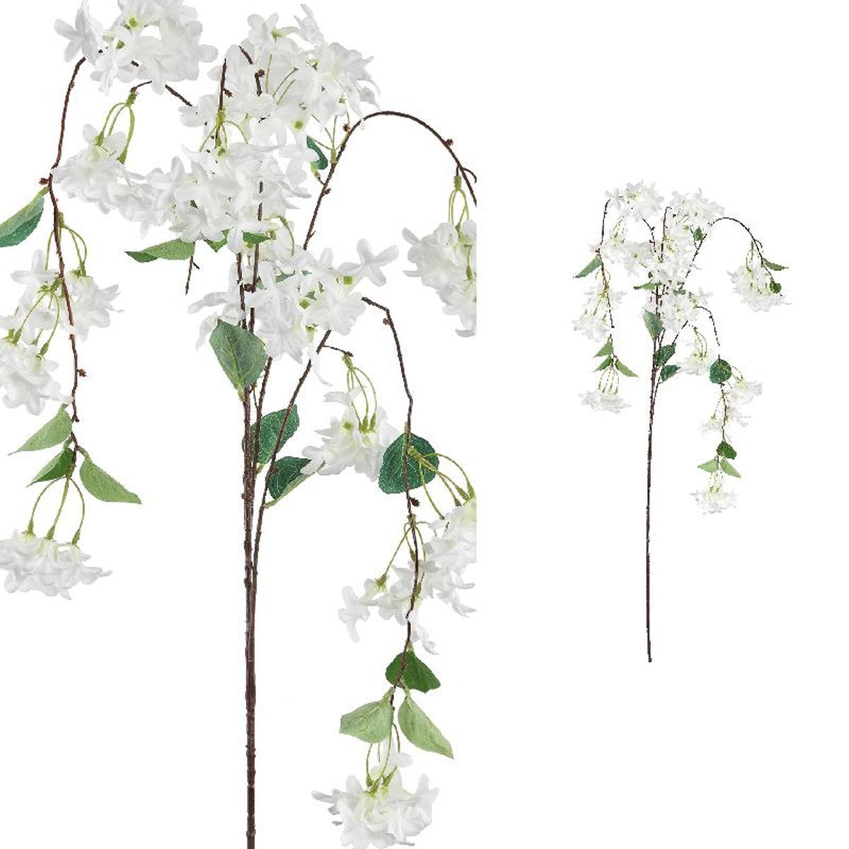 Ptmd garden fleur hanging feuille artificielle - 82 x 29 x 150 cm - blanc / lila