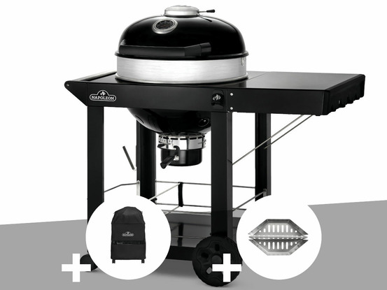 Barbecue à charbon kettle pro 57 cm sur chariot + housse de protection + lot de
