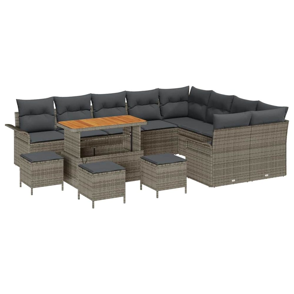 Ensemble de canapé de jardin 13 pc gris polyrotin