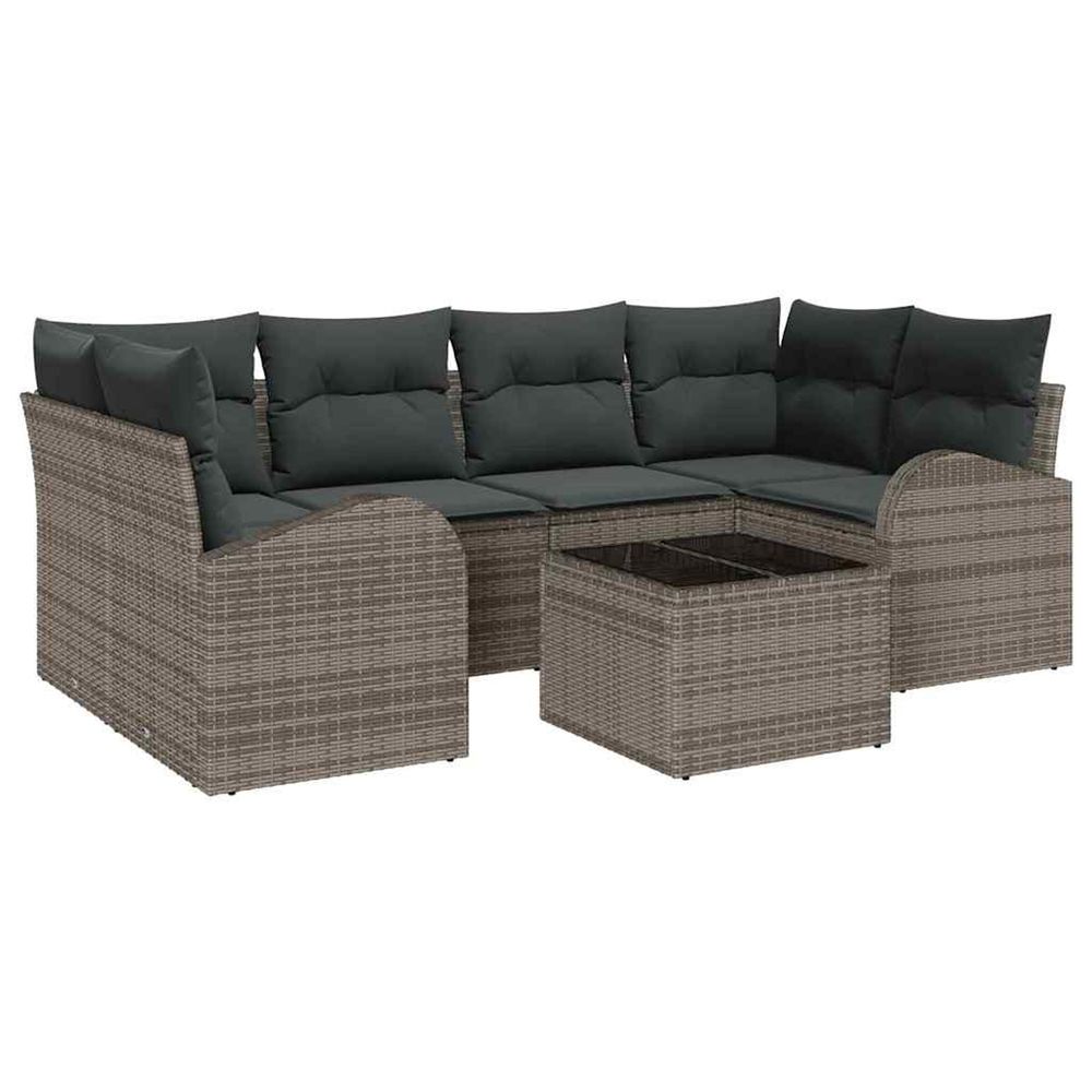 Ensemble de canapé de jardin 7 pc 6-nombre de places gris