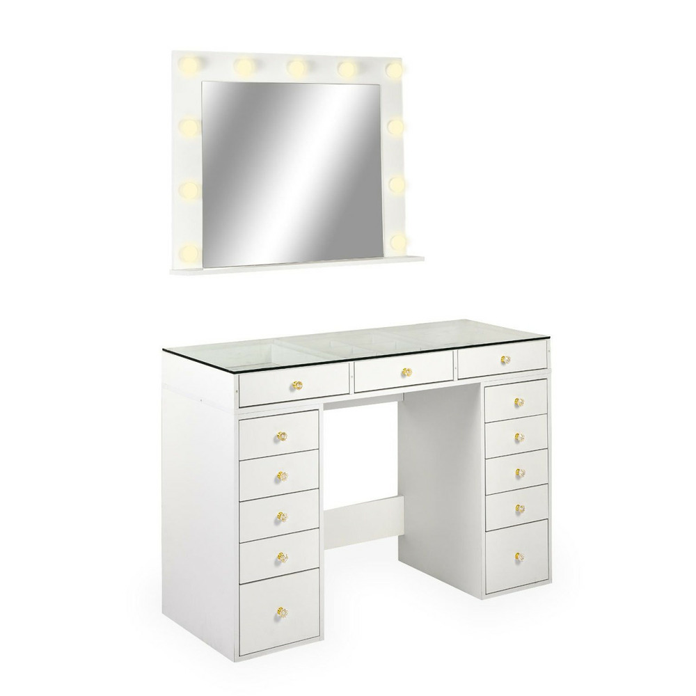 Coiffeuse avec 13 tiroirs & miroir 