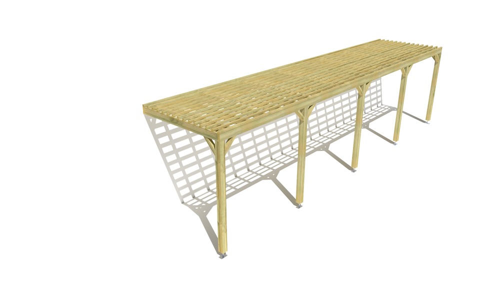Pergola bois • 10m x 2m • adossée • sens profondeur • lattage bois • livraison comprise