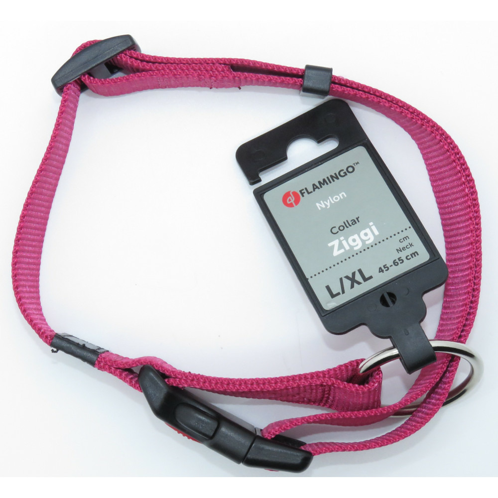 Collier ziggi rouge cerise 45 -65 cm. 25 mm . Taille l/xl. Pour chien.