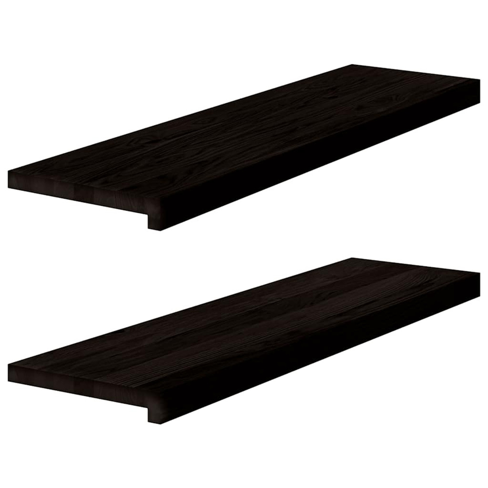 Marches d'escalier 2 pcs brun-noir 90x30x2 cm chêne massif