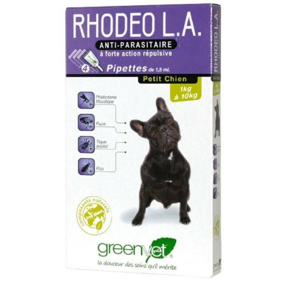 Rhodeo l.a. Pipette antiparasitaire petit chien 1 - 10 kg - greenvet 4 pipettes