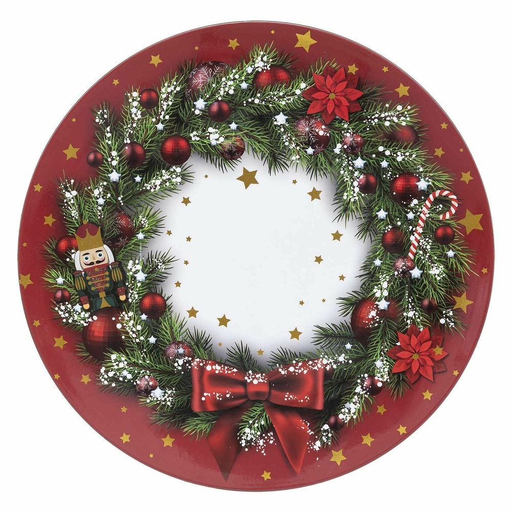 Lot de 12 dessous d'assiette couronne de noël d. 33 cm - rouge
