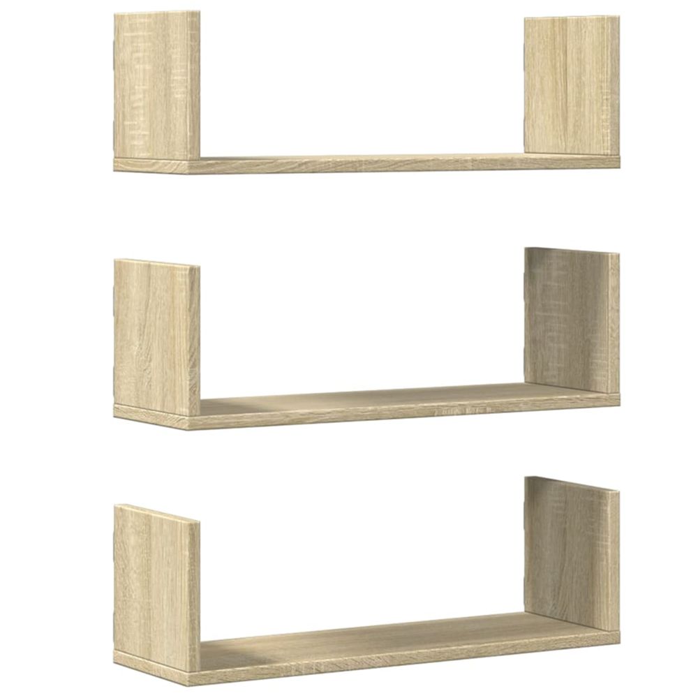 Étagères murales 3pcs chêne sonoma 58x18x18cm bois d'ingénierie
