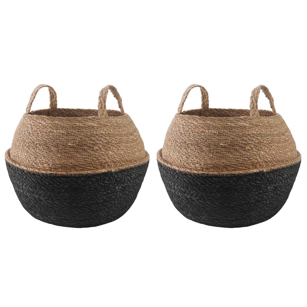 Pot de plante avec poignées 2 pc noir ø 45 x 36 cm