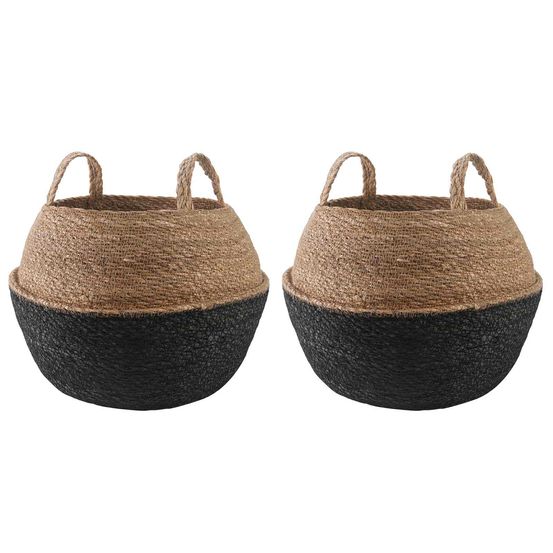 Pot de plante avec poignées 2 pc noir ø 45 x 36 cm