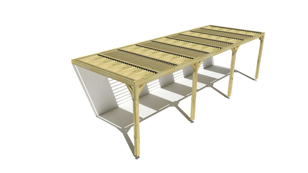 Pergola bois • 9m x 3m • adossée • sens profondeur • lames orientables bioclimatiques incluses • livraison comprise