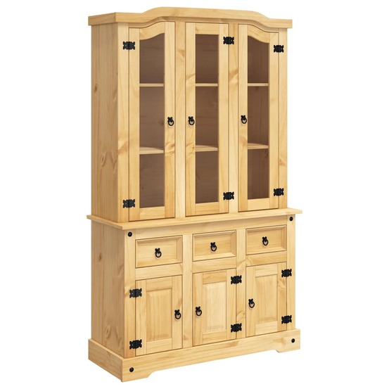Buffet bahut commode armoire meuble de rangement organisateur cuisine salle de séjour salon corona 112 x 43 x 196 cm bois mas