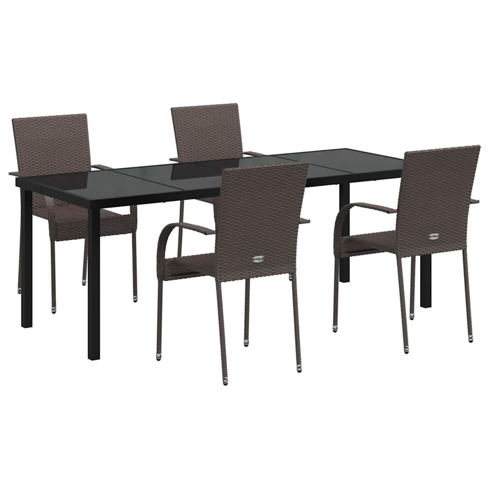 Ensemble de salle à manger pour jardin 5 pc marron