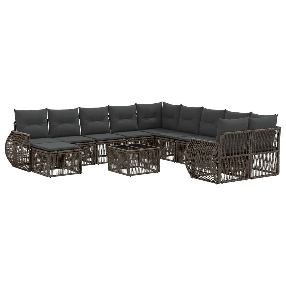 Ensemble de canapé de jardin 12 pc gris polyrotin