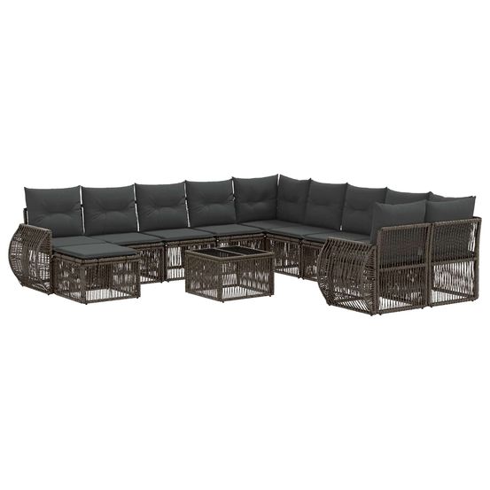 Ensemble de canapé de jardin 12 pc gris polyrotin