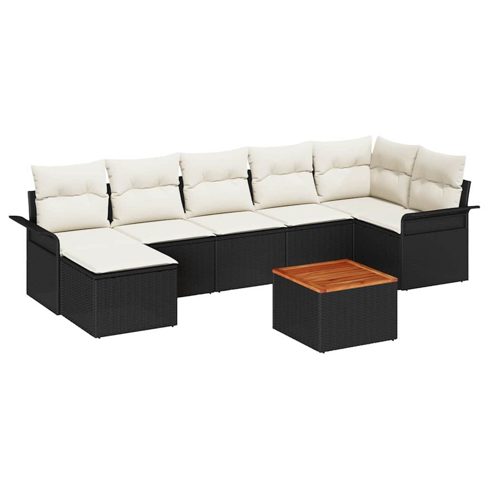 Ensemble de canapé de jardin avec coussin 8 pcs noir et crème