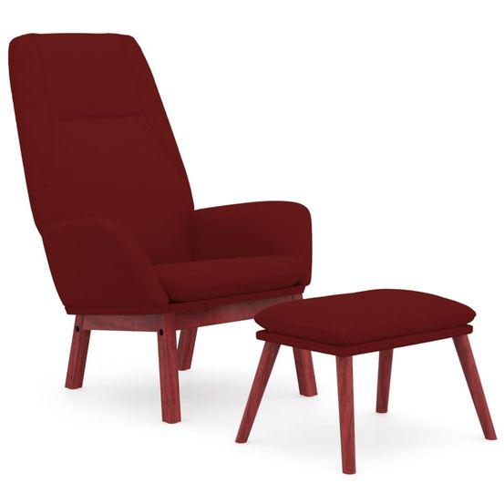 Chaise de relaxation avec repose-pied rouge bordeaux tissu