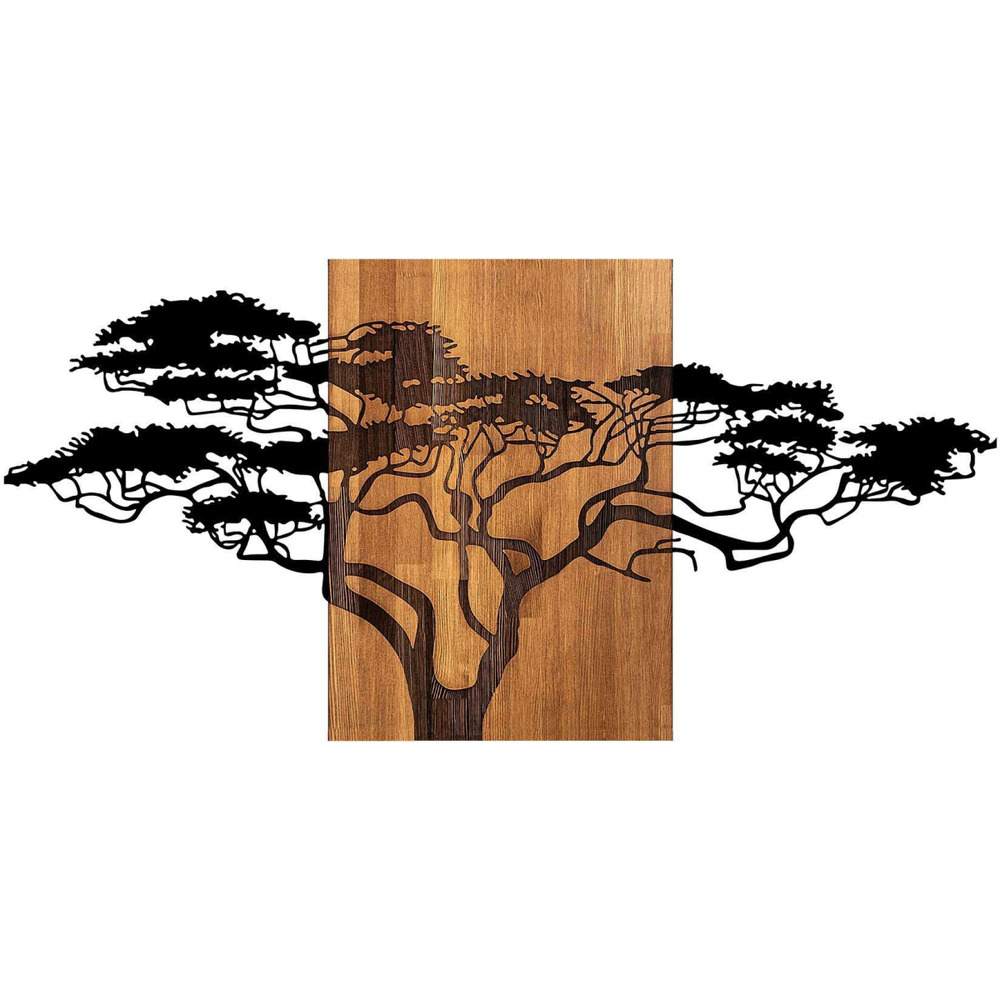 Décoration murale en bois et métal walnut grand arbre