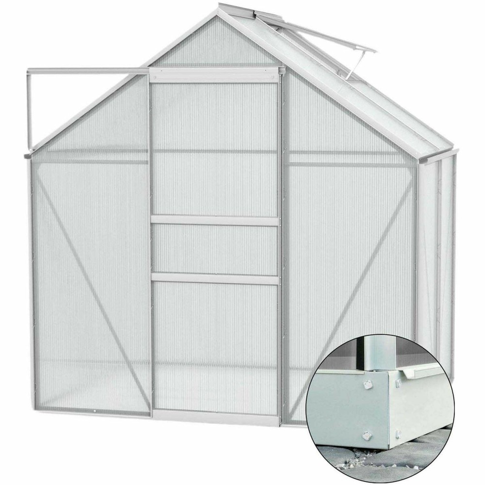 Serre de jardin en polycarbonate 6 mm et aluminium anodisé avec embase venus lon