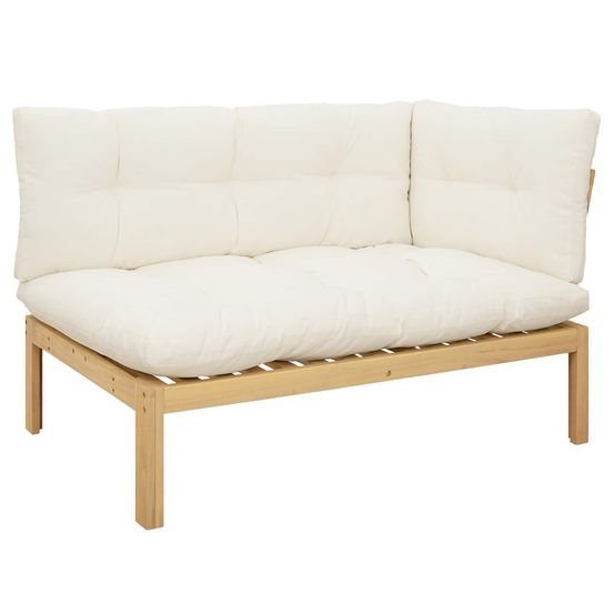 Unité de canapé d'angle acacia clair et blanc crème