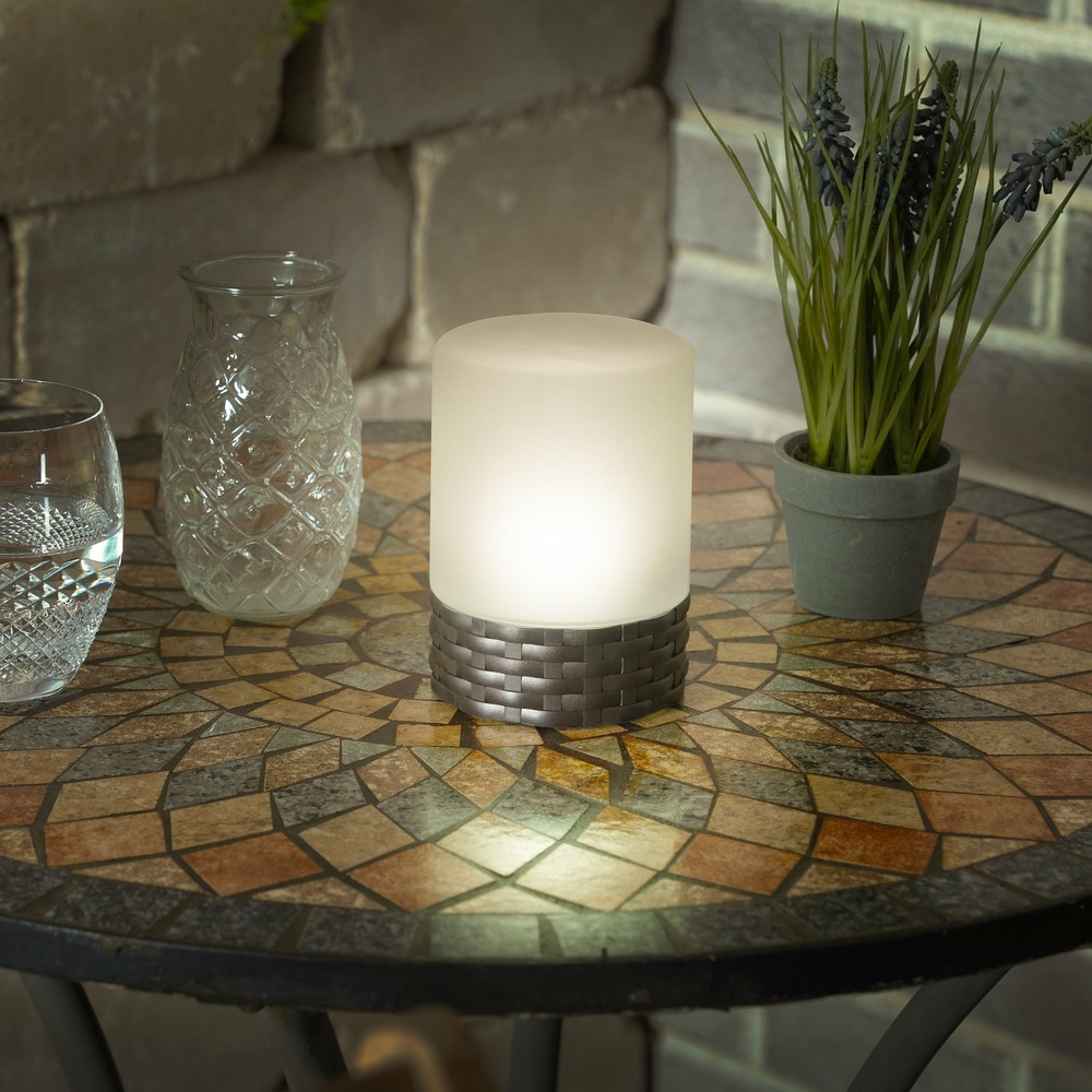 Esotec lampe de table solaire décorative rattan style en verre résistant aux intempéries 102075