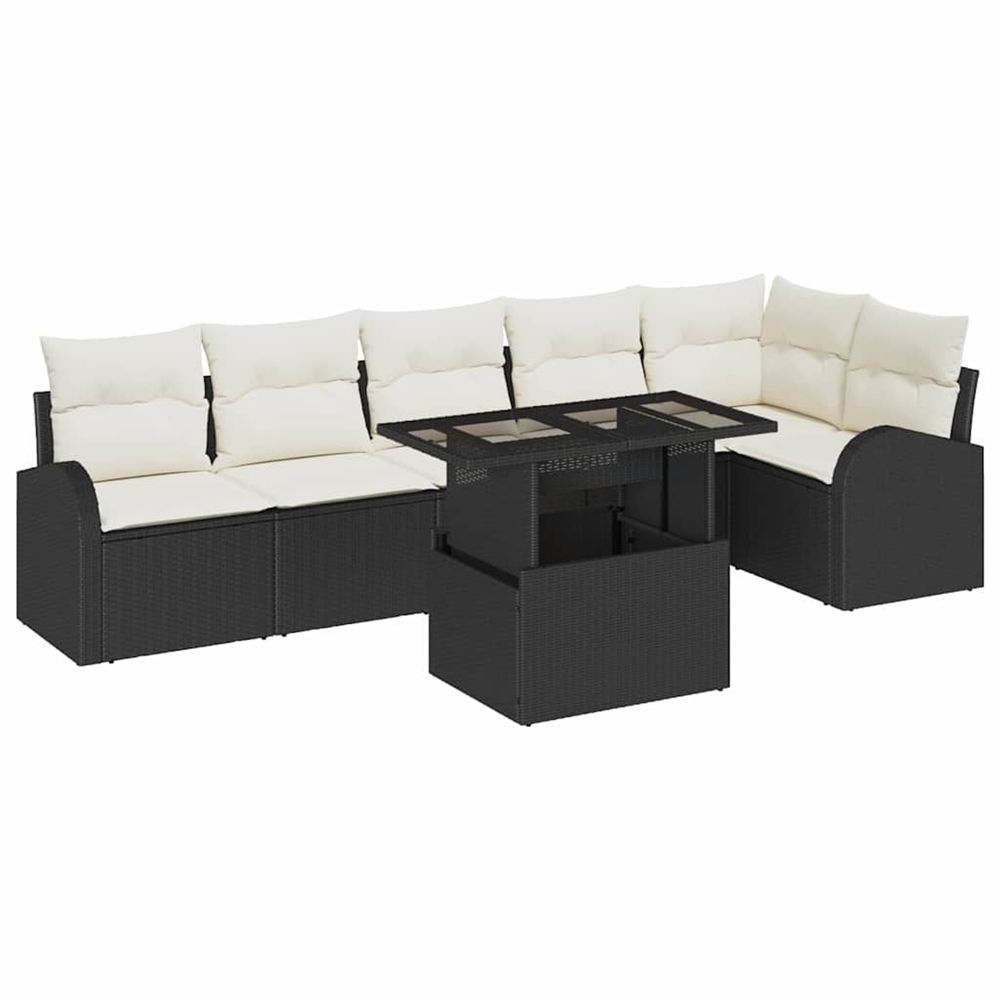 Ensemble de canapé de jardin 7 pc 6-nombre de places noir