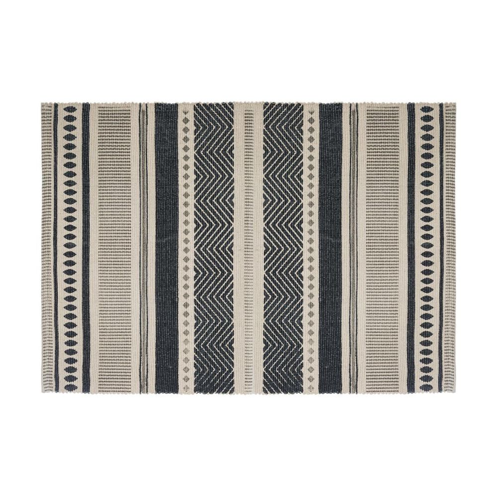Tapis décoratif en coton imprimé gris foncé 60 x 90 cm