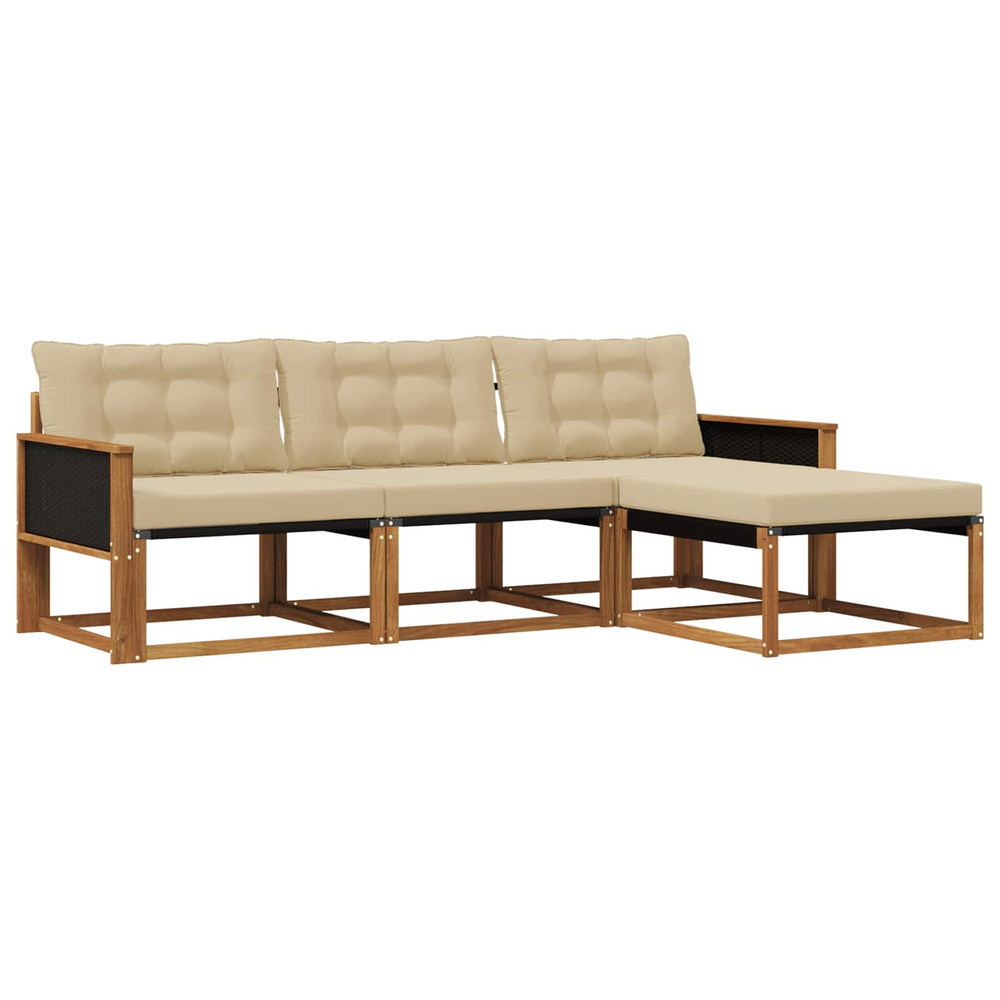 Ensemble de canapés d'extérieur 4 pcs naturel et beige