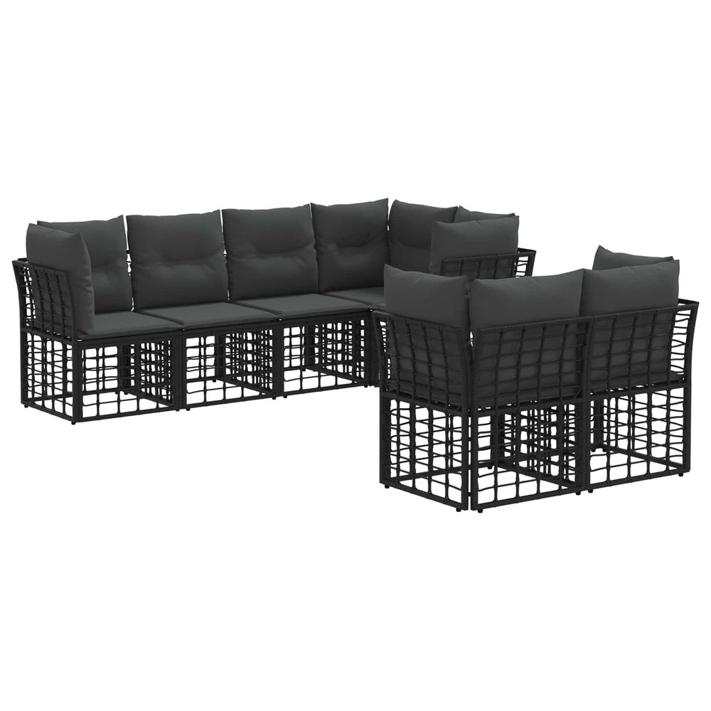 Ensemble de canapés d'extérieur 7 pc noir polyester
