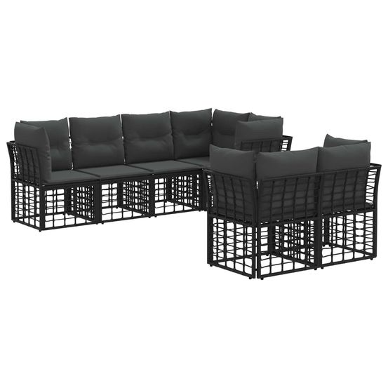Ensemble de canapés d'extérieur 7 pc noir polyester
