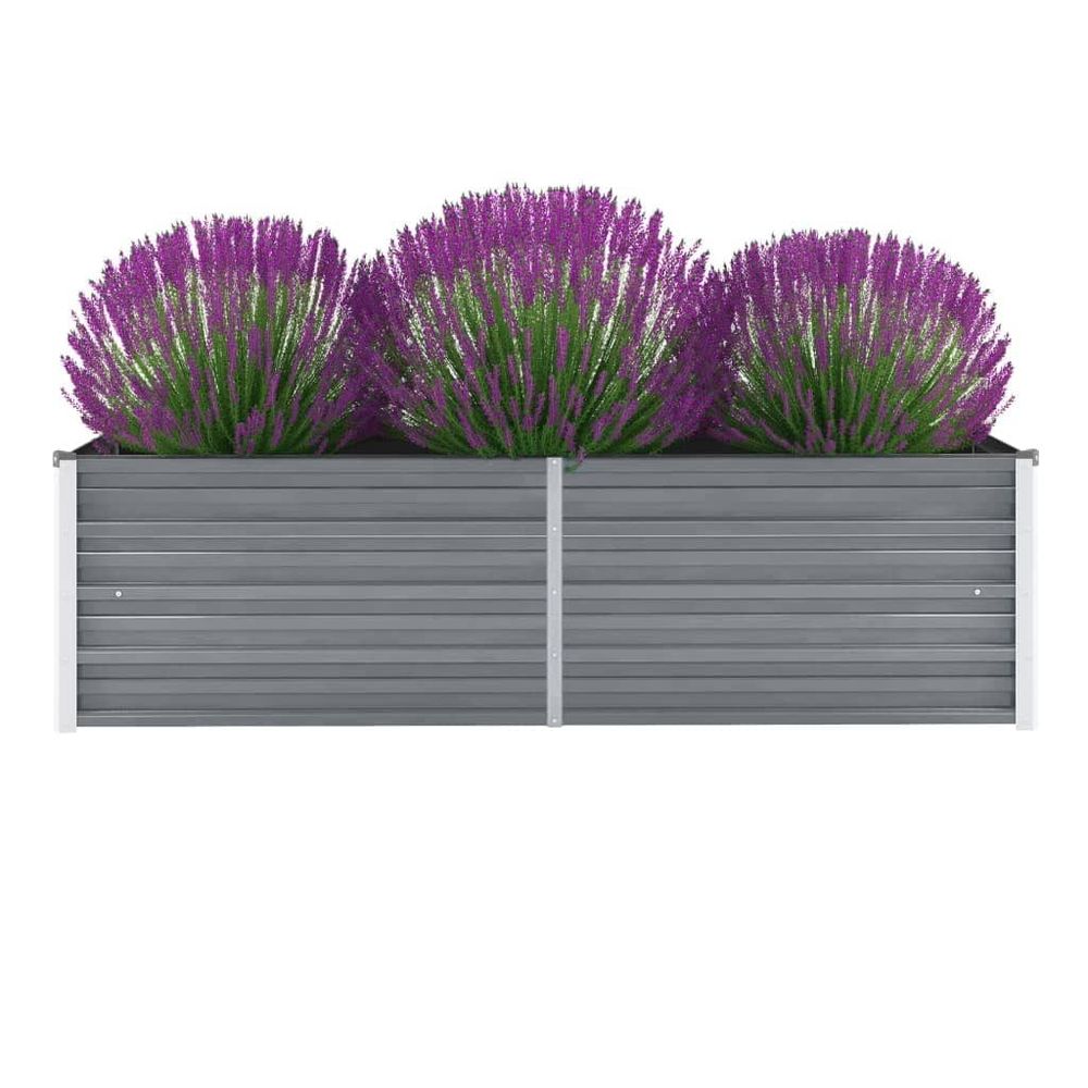 Bac à fleurs rectangulaire acier galvanisé pour potager gris 160x40x45cm
