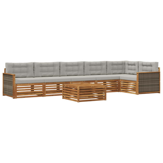 Ensemble de canapés d'extérieur 7 pcs naturel et gris clair