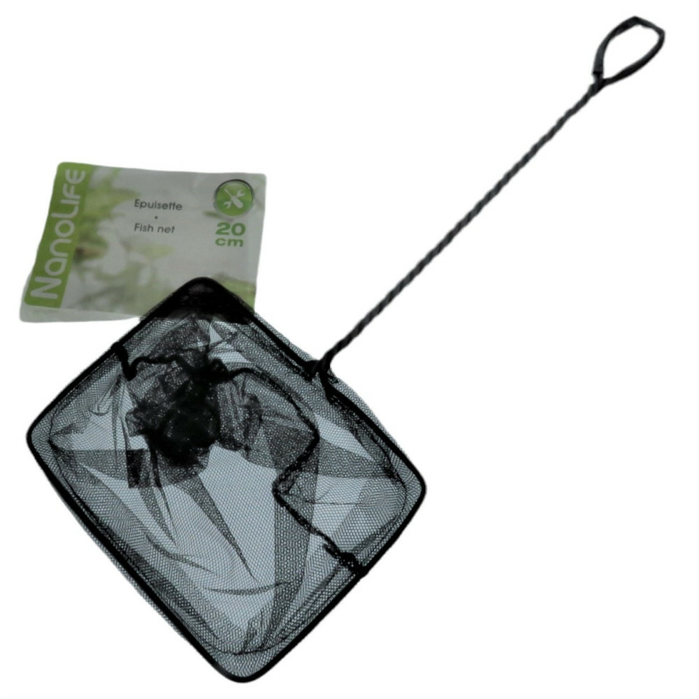 Epuisette filet noir, maille moyenne, 20 cm x 16 x 53 cm aquarium